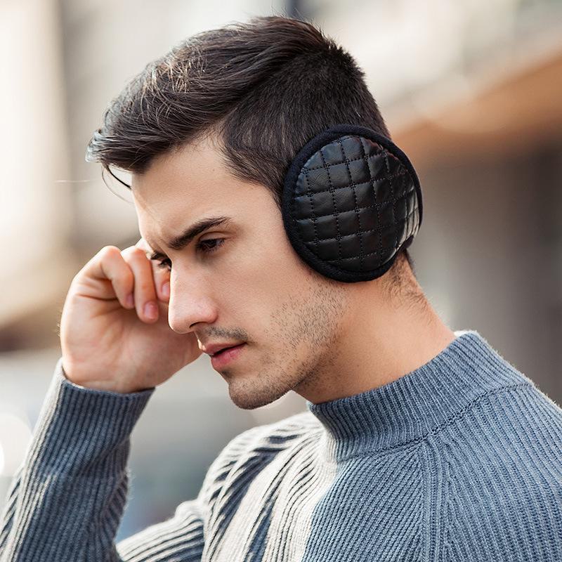Men's Winter PU Earmuffs: Thick, Back-Wear Ear Caps for Warmth