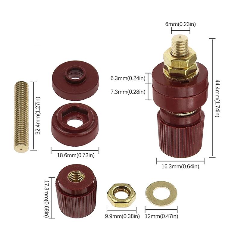 M6 Terminals Brass Posts Terminal Blocks Type 333 Thread Screw Red And Black 6Mm Temperature Copper Screw