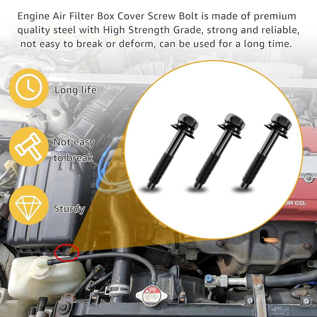41085 Engine Air Filter Box Cover Screw Bolts, Air Cleaner Fastener Compatible with Honda Civic CR-V Odyssey Element 90091-RAA-A00, 90091-P36-000,