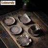 Coarse Pottery Gilding Figure Coasters Handmade Cup Mat For Coffee Cups Saucer Anti-scald Placemats Teacup Base Tea Services