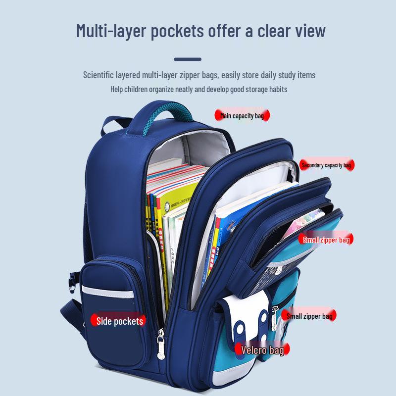 Cartoon Trolley Backpack for Grade 2-6 Students - Large Capacity Schoolbag for Boys & Girls