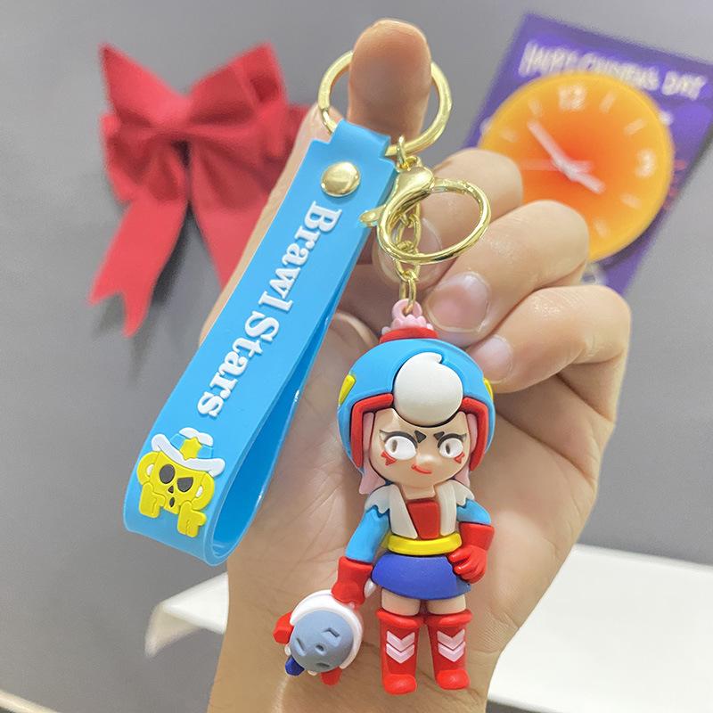 Cartoon Character Keychain with Silicone Strap and Metal Ring Durable Key Holder for Car Keys Bag Accessories Gift