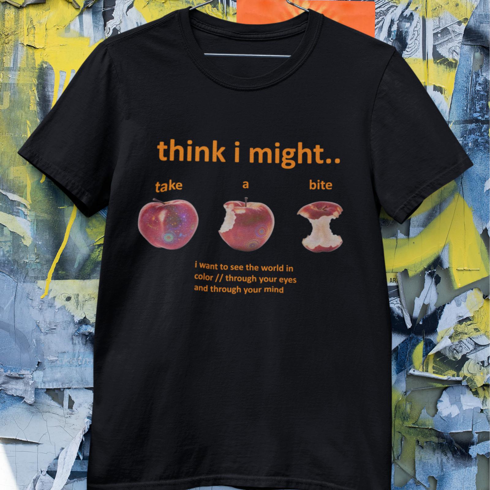 Think I Might Take a Bite Apple Graphic Aesthetic Quote T-Shirt S