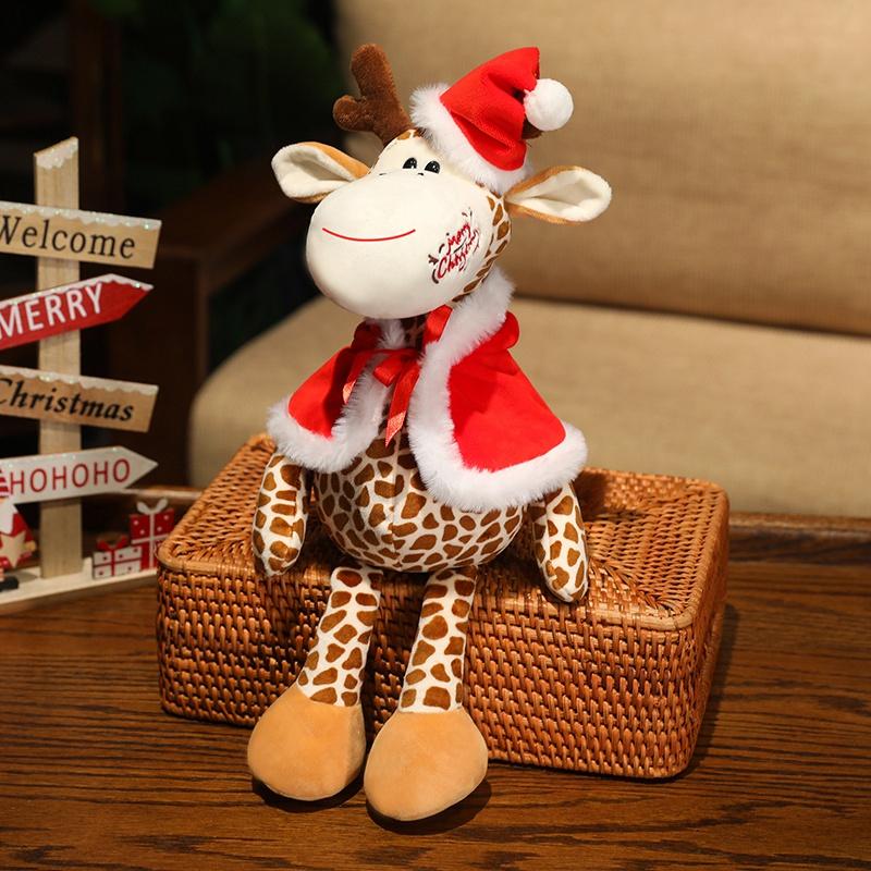 Christmas Giraffe Plush Doll Santa Hat Long Neck Giraffe Plush Toy Home Decoration For Boys And Girls Christmas Gifts