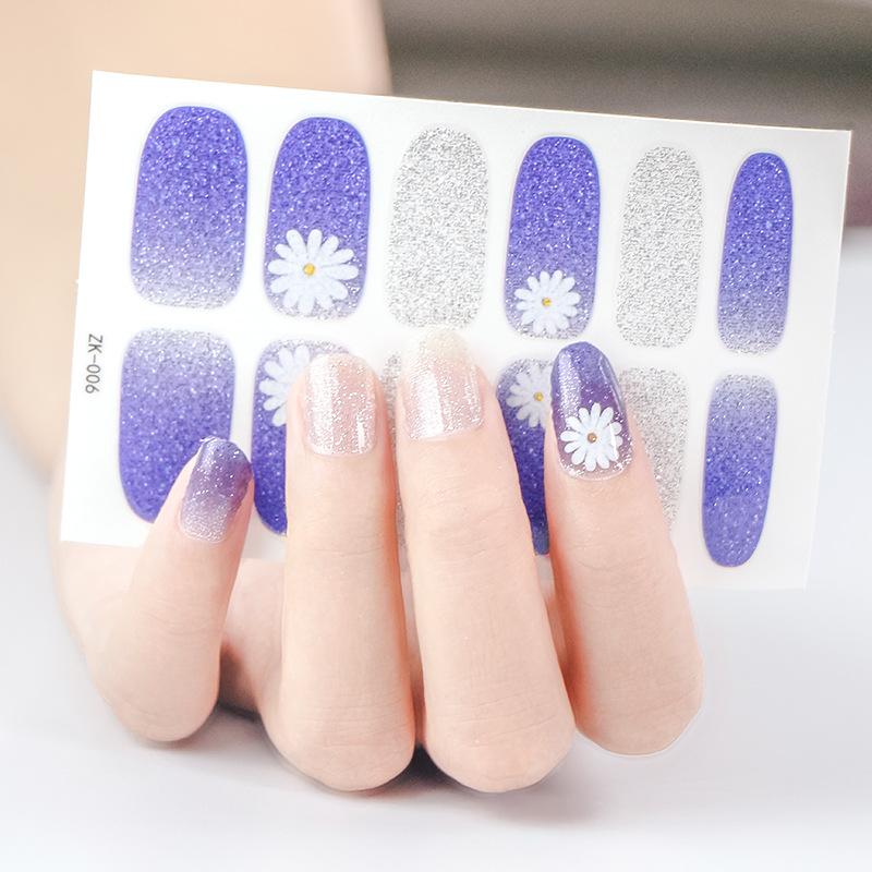 Verlaufs Gänseblümchen Nagelsticker Vollsticker 3D Nagelkunst Sticker Wasserdichter Nagelsticker Vollsticker