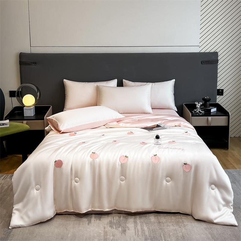 Cool Summer Ice Silk Summer Quilt Single Piece Flower Summer Cool Quilt Single Dormitory Air Conditioner Machine Washable
