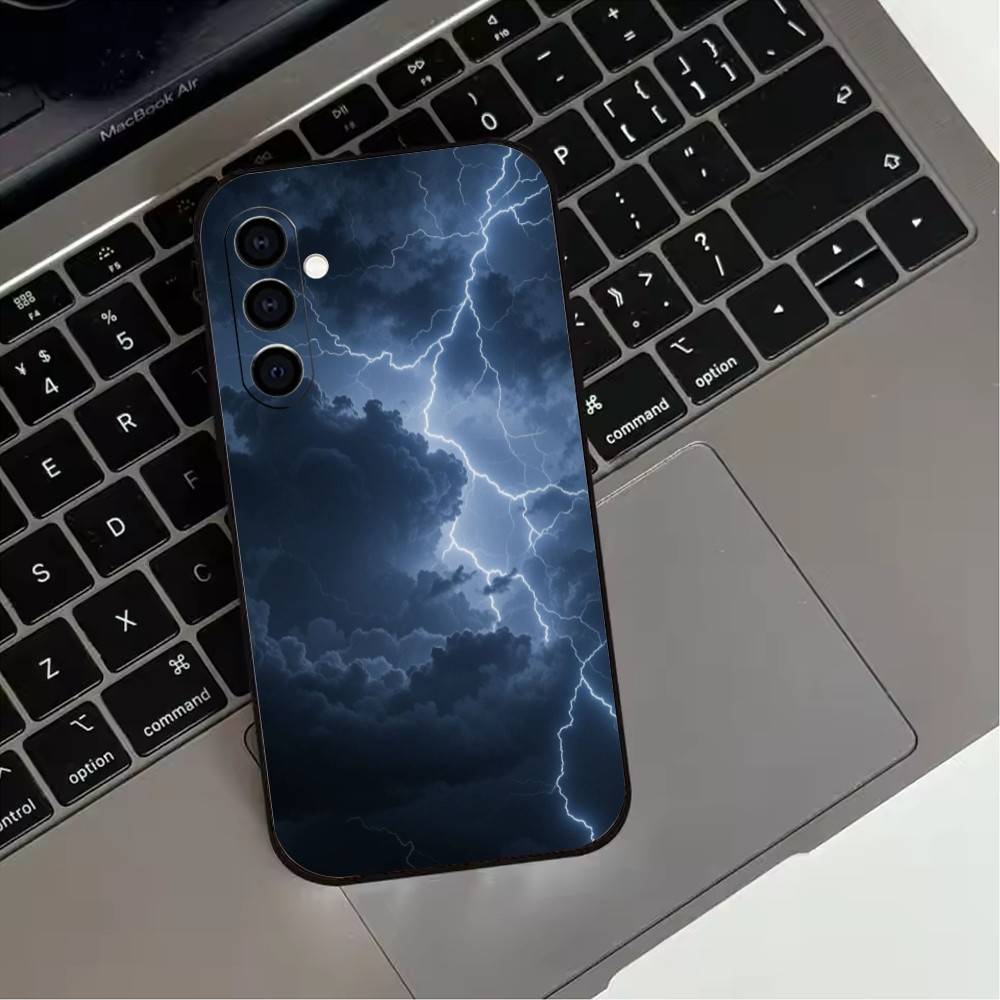 Dark Night Lightning Phone Case For Samsung Galaxy A73,A72,A71,A70,A53,A52,A51,Soft Silicone Black Cover