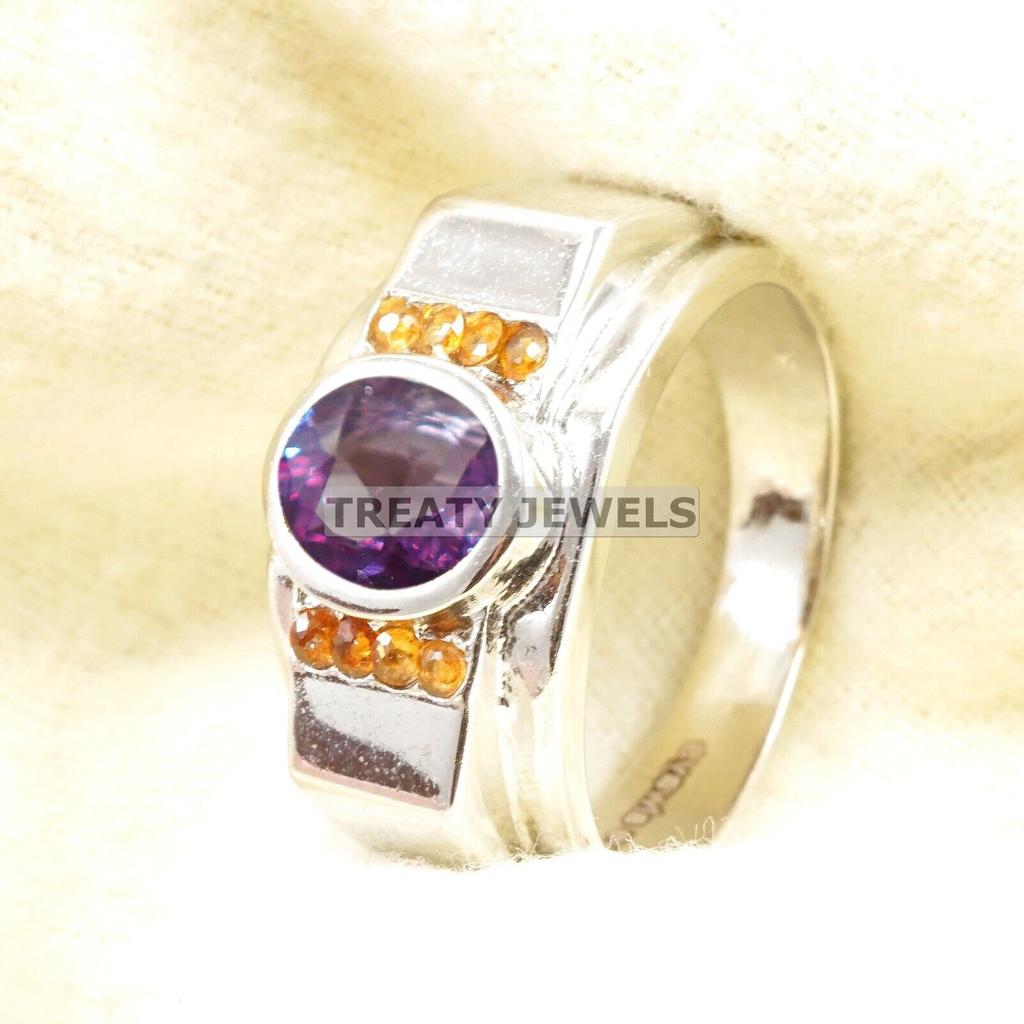 Alexandrite Oval Cut Gemstone With 925 Sterling Silver Ring For Men's #A643 JL375656944132