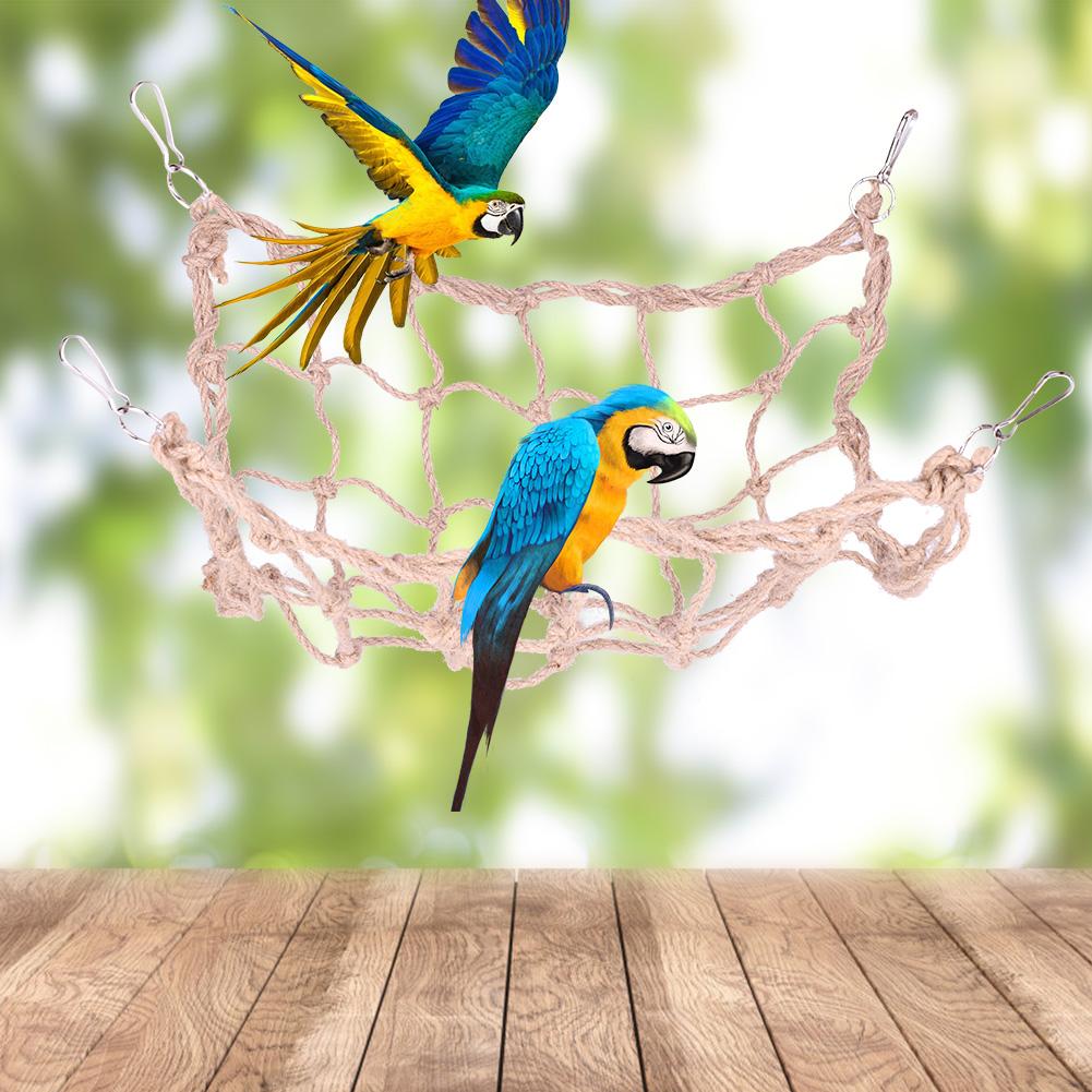 Parrot Birds Toys Hemp Rope Large Climbing Net Parrots Supplies with Hooks