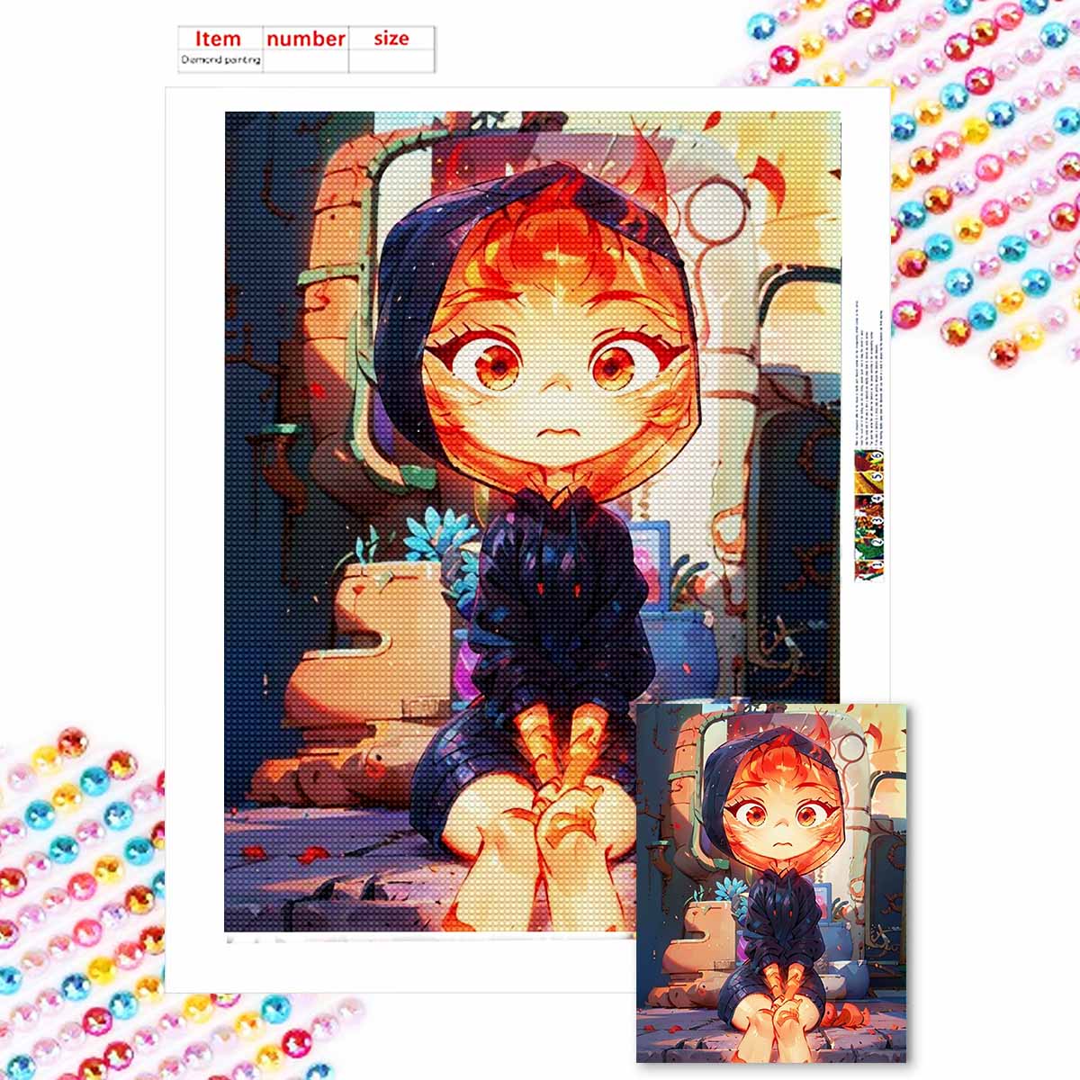 

Алмазная живопись своими руками Красивая маленькая девочка с огнем Набор для вышивания крестиком Мозаичное искусство Алмазная живопись Полная выкладка круглыми алмазами Украшение для дома Round 20x30cm