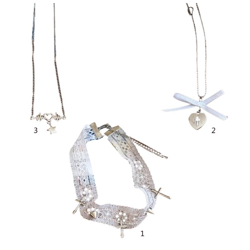 Fashion Neck Jewelry Pendant Necklace Lace Necklace Bowknot Necklace Fashion Star Pendant Necklace Gift for Women Girls