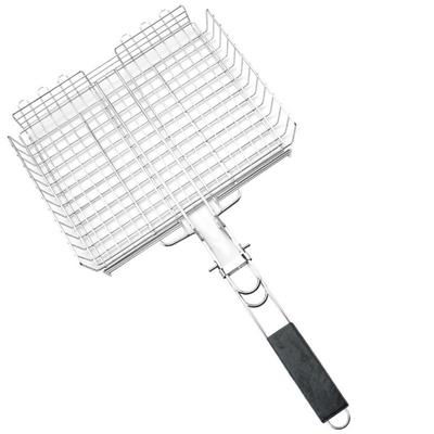 BBQ Tools Folding Fish Grill Basket Extra Large Detachable BBQ Rack Non-stick Thicken Barbecue Mesh Mat Fish Steak Vegetable