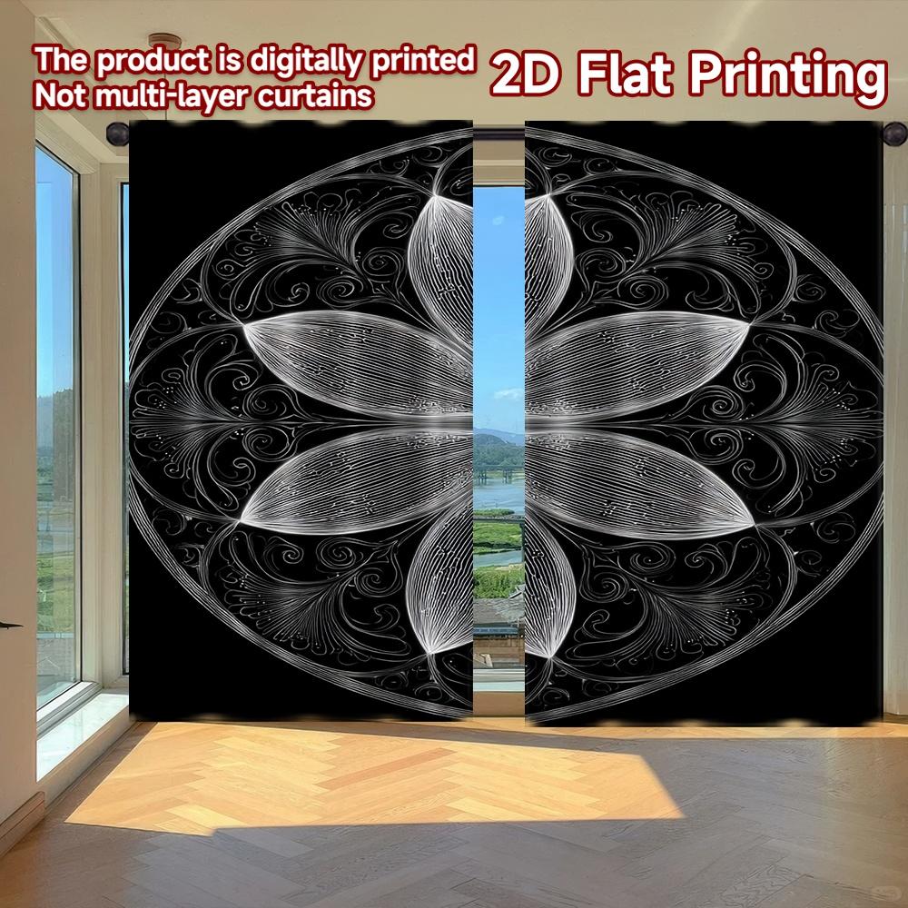 

2D FLAT PRINTING 2pcs Curtains (Without Rod) Floral Swirls and Curves (2) Saint Patrick is Day Festival Popular Curtains&Drapes 100*130 HOOK 1pcs