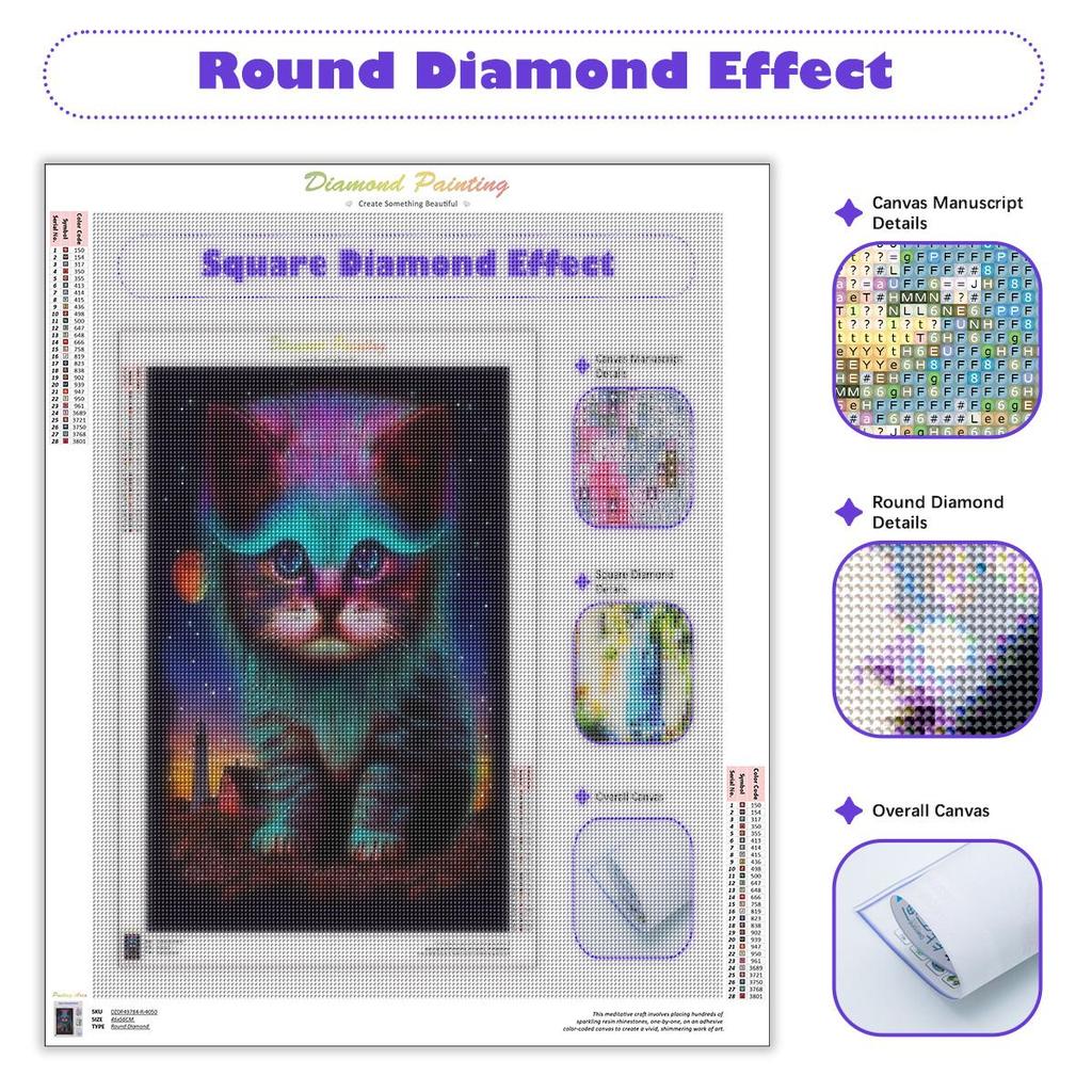 DIY Maľovanie plnými okrúhlymi diamantmi Zviera Mačka Mozaika Diamantová výšivka Obrázok z kamienkov Ručne vyrobená Domáca dekorácia 30x40cm/12x16palcov