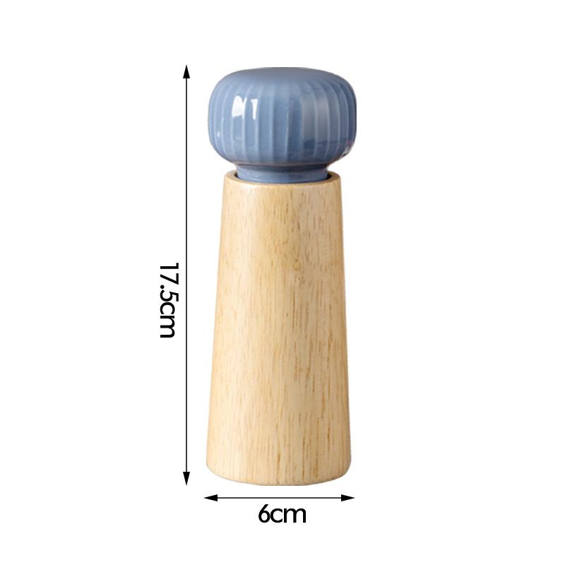6/7Inch Pepper and Salt Grinder Manual Salt and Pepper Grinder Adjustable Roughness Ceramic Core Oak Spice Salt Grinder