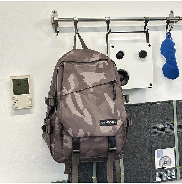 Schoolbag Functional Wind Camouflage Large Capacity Couple Backpack Cool Street Wind Sunshine Handsome Middle and High School Student Backpack