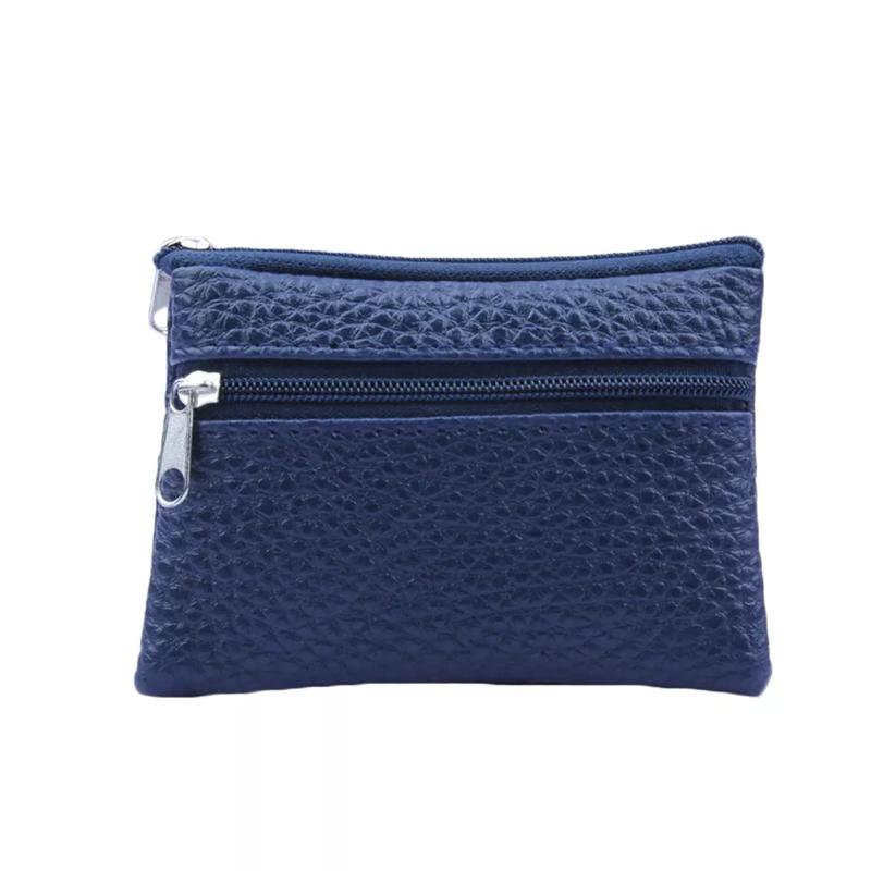 1pc Wallet Pouch Small Coin Purse New PU Leather Solid Color Storage Card Holder Korean Zipper