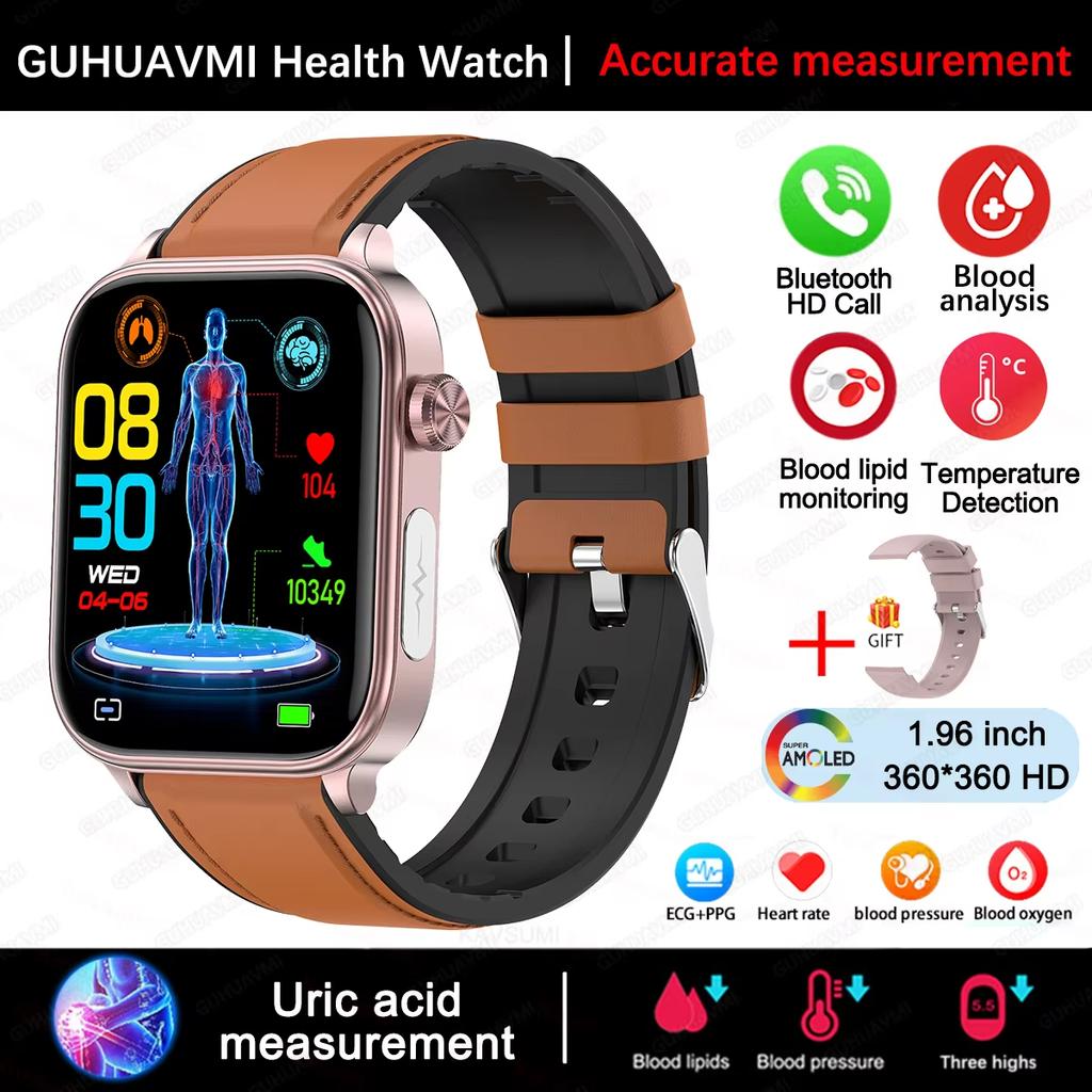 2025 New ECG+PPG Blood Fat Uric Acid Health Smartwatch Men Women Heart Rate Blood Pressure Bluetooth Call Smart Watch for IOS Android
