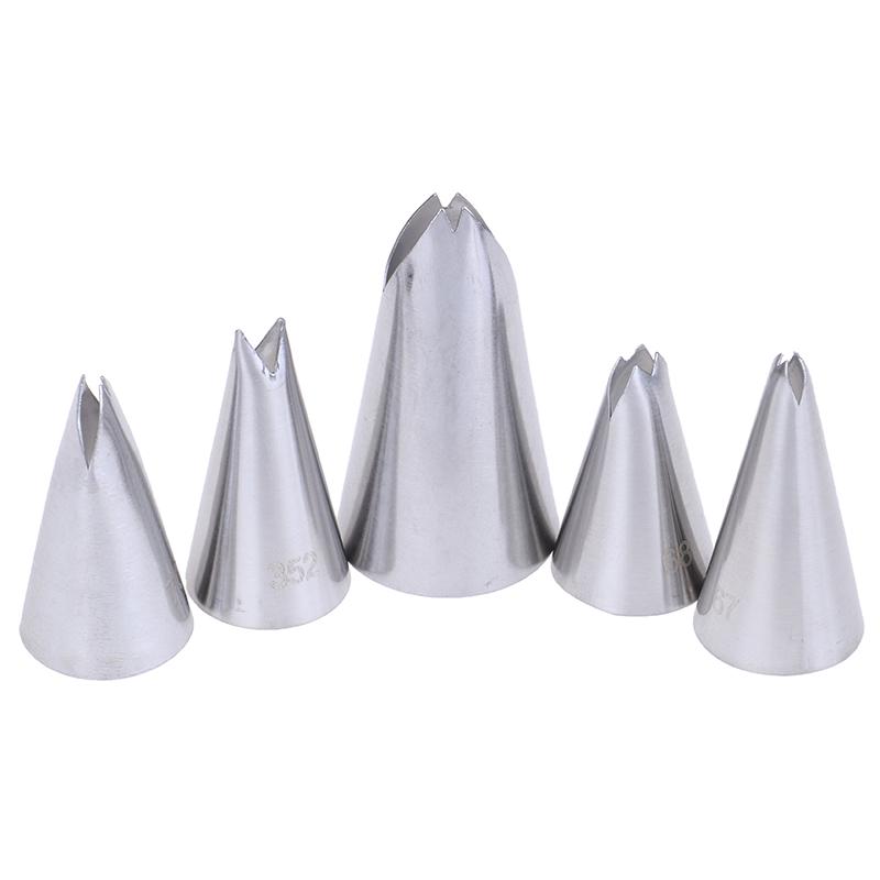 5Pcs Leaves Nozzles Stainless Steel Icing Piping Nozzles Tips Pastry Cake Decor