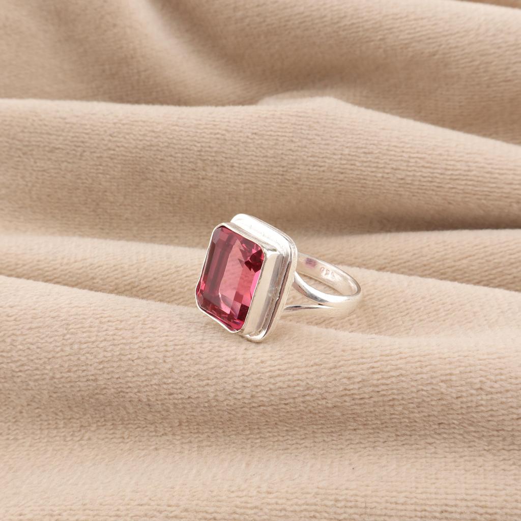 Pink Tourmaline Gemstone 925 Sterling Silver Handcrafted Jewelry Stylish Ring Gift  For Wife RR-79-15