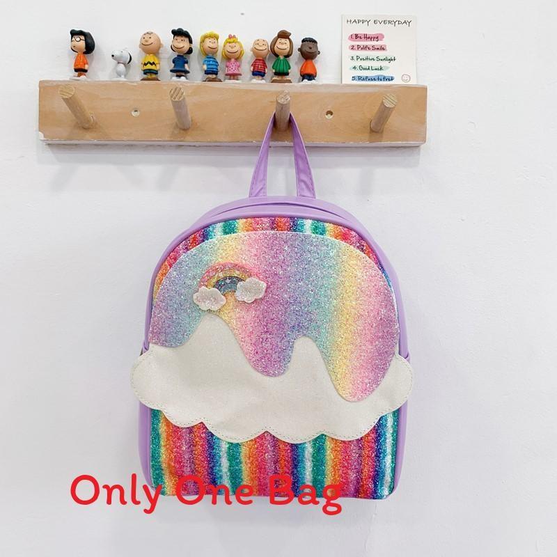 Unicorn Print Fashion Sequins Cartoon Kids School Backpack With Curved Straps