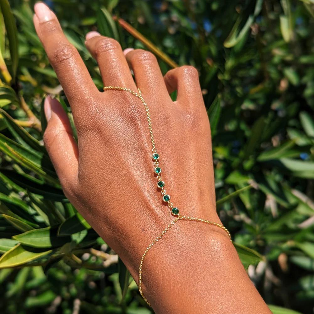 Braccialetto Anello Mano Delicato Placcato Oro Catene a Maglia Fatte a Mano Braccialetti a Pettorina Gioielli per Mano da Donna Regalo Trendy
