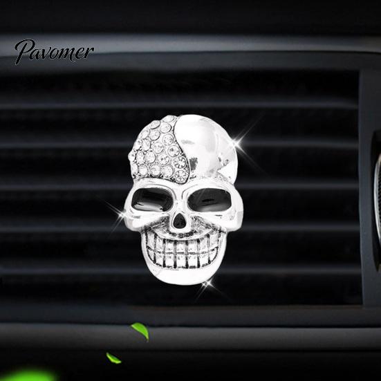Auto Fragrance Tablets Halloween Car Vent Clip Air Fresheners Clip, Half Faux Diamond Skeleton Decorative Diffuser, Scent Aromatherapy for AC Outlet,