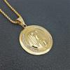 Religious Virgin Mary Pendant Necklaces Female Gold Color Stainless Steel Round Madonna Necklace For Women Jewelry Gift XL1031