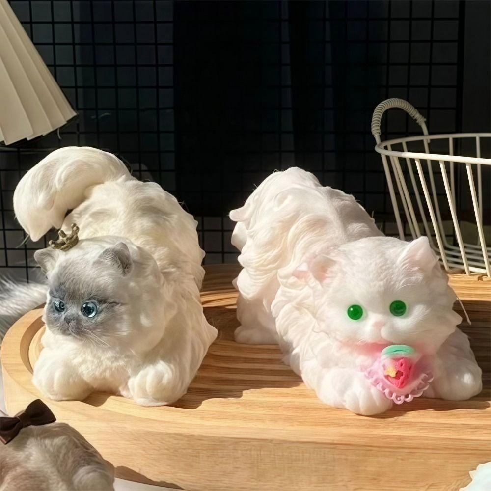 Stress Relief Persian Cat Squeeze Toy Handmade Soft Squeeze Cat Toys Cat Lovers Gift