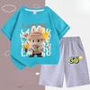 Children's LBB Fashion Casual Short-sleeved Shirt and Shorts Two-piece Set, Summer Loose Sportswear for Boys and Girls
