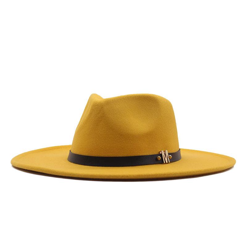 Europe, America, Autumn and Winter New M Standard Big Eaves Peach Heart Concave Convex Top Fashion Flat Top Hat Women's Woolen Jazz Hat