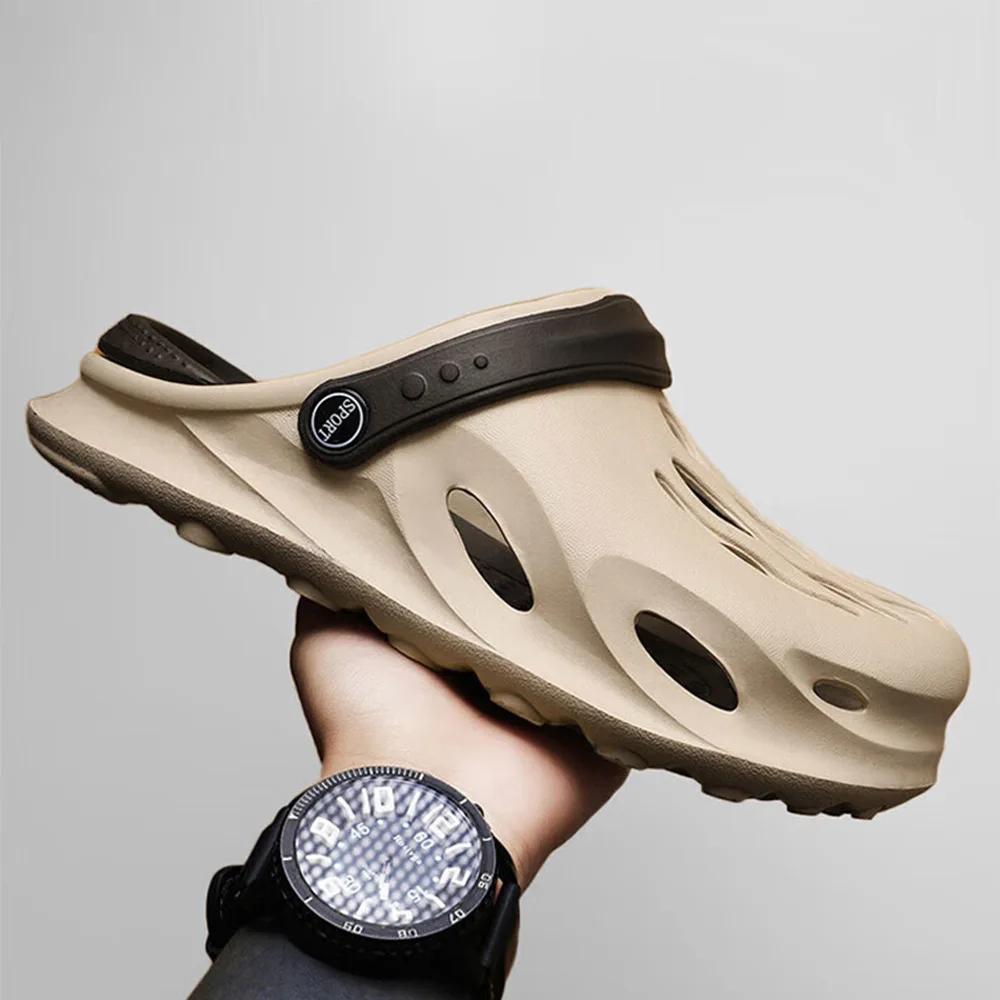 

Летние мужские модные пляжные сандалии сабо на толстой подошве, водонепроницаемые нескользящие сандалии, шлепанцы, нескользящие мягкие туфли из ЭВА с отверстиями 41