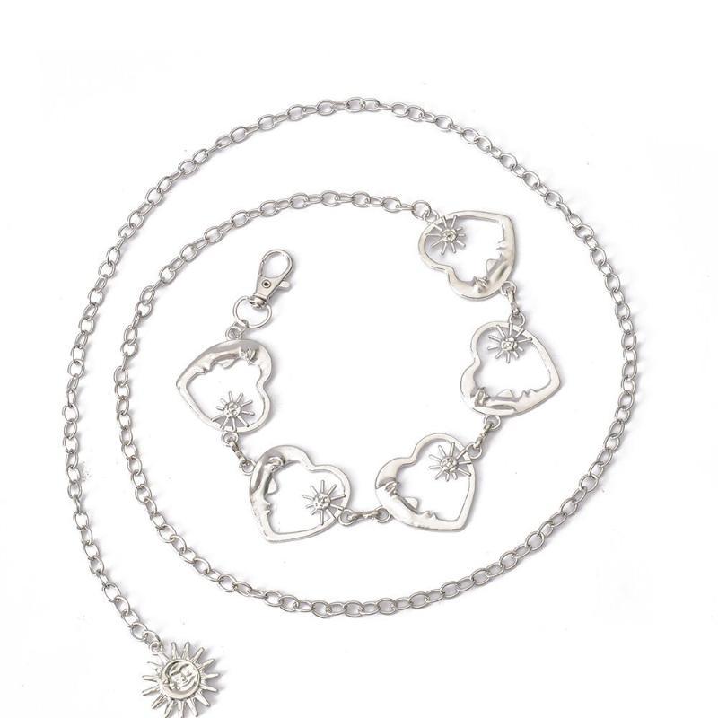 Adjustable Thin Metal Waist Chain Women Heart Pendant Body Chain Girls Daily Office Wear Decor Accessory