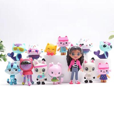 13pz Casa delle Bambole di Gabby Figure Anime Giocattolo Gatto Gatto Sorridente Abbraccio Bambole Ragazza Gaby Mercat Figure d'Azione Cartone Animato Regalo di Natale Compleanno per Bambini