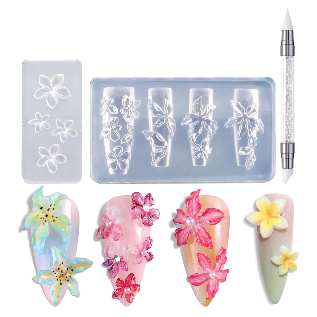 3er-Pack Professionelle Nail Art Formen Blumenform Kleine Zubehörform Nägel Dekorative Formen für Maniküre Dekorationen