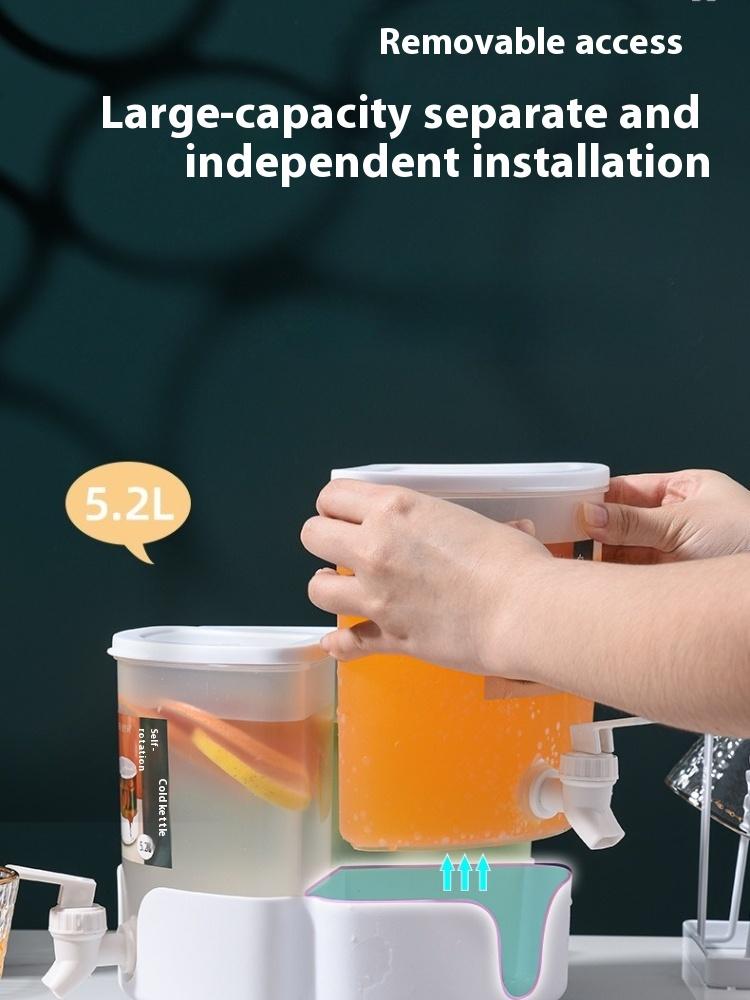 5.2L Plastic Cold Water Kettle with Faucet Rotating Beverage Dispenser for Fridge Cold Brew Ice Water Cup Iced Juice Containers
