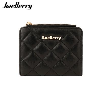 Baellerry Women's Short Pure Diamond Pattern Wallet Zipper Coin Purse Multi-card Slots Billfold Fashion Pu Leather Card Holder