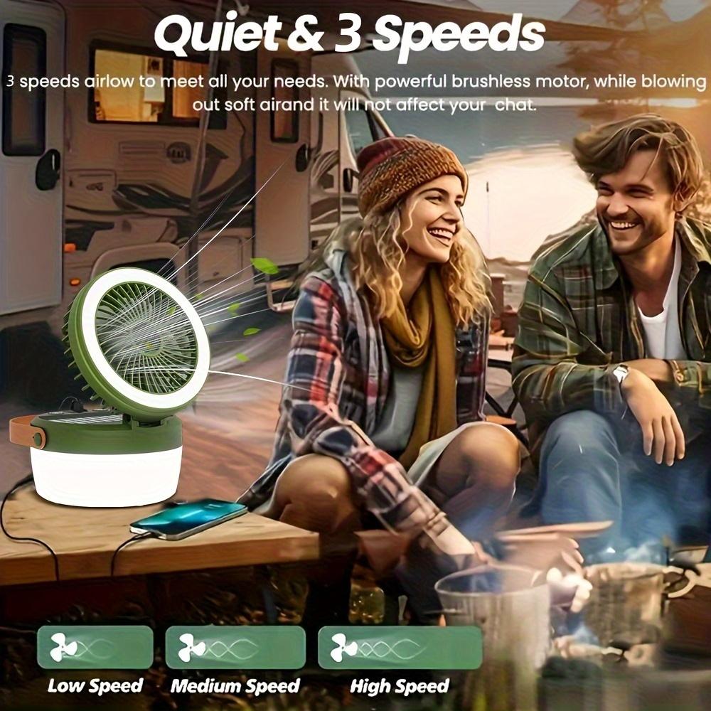 1pc Portable Folding Fan & Flashlight - USB Rechargeable Cooling Fan with Light, Solar for Camping, Outdoor, Picnic, RV, Tent