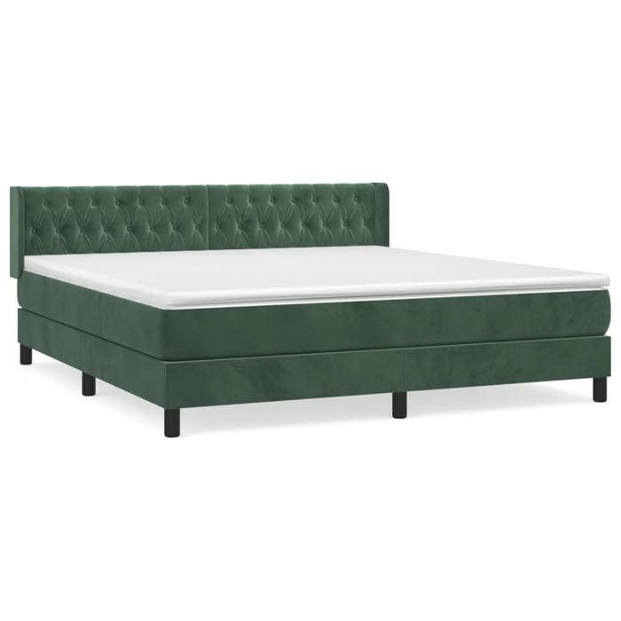 3131150 vidaXL Divan Bed and Mattress Dark Green 160x200cm Velvet