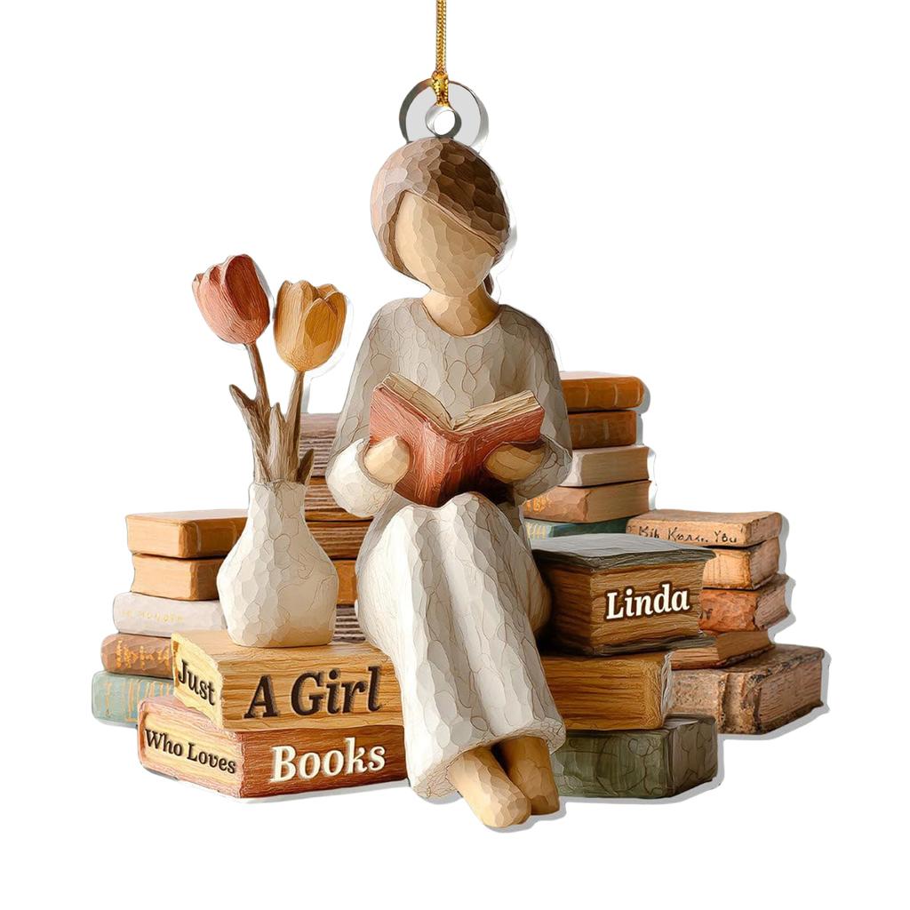 Just A Girl Who Loves Books Ornament Acrylic Stand Table Decoration Acrylic Plaque Christmas Ornaments for Bookworms