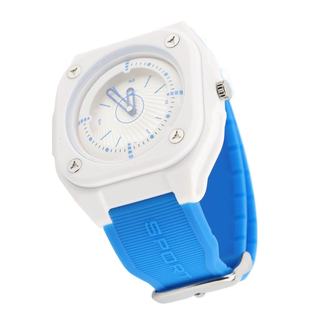 Water Resistant Sports Analog Unisex Watch Student Electronic Wristwatch for Nurses Doctors Students White Dial Blue