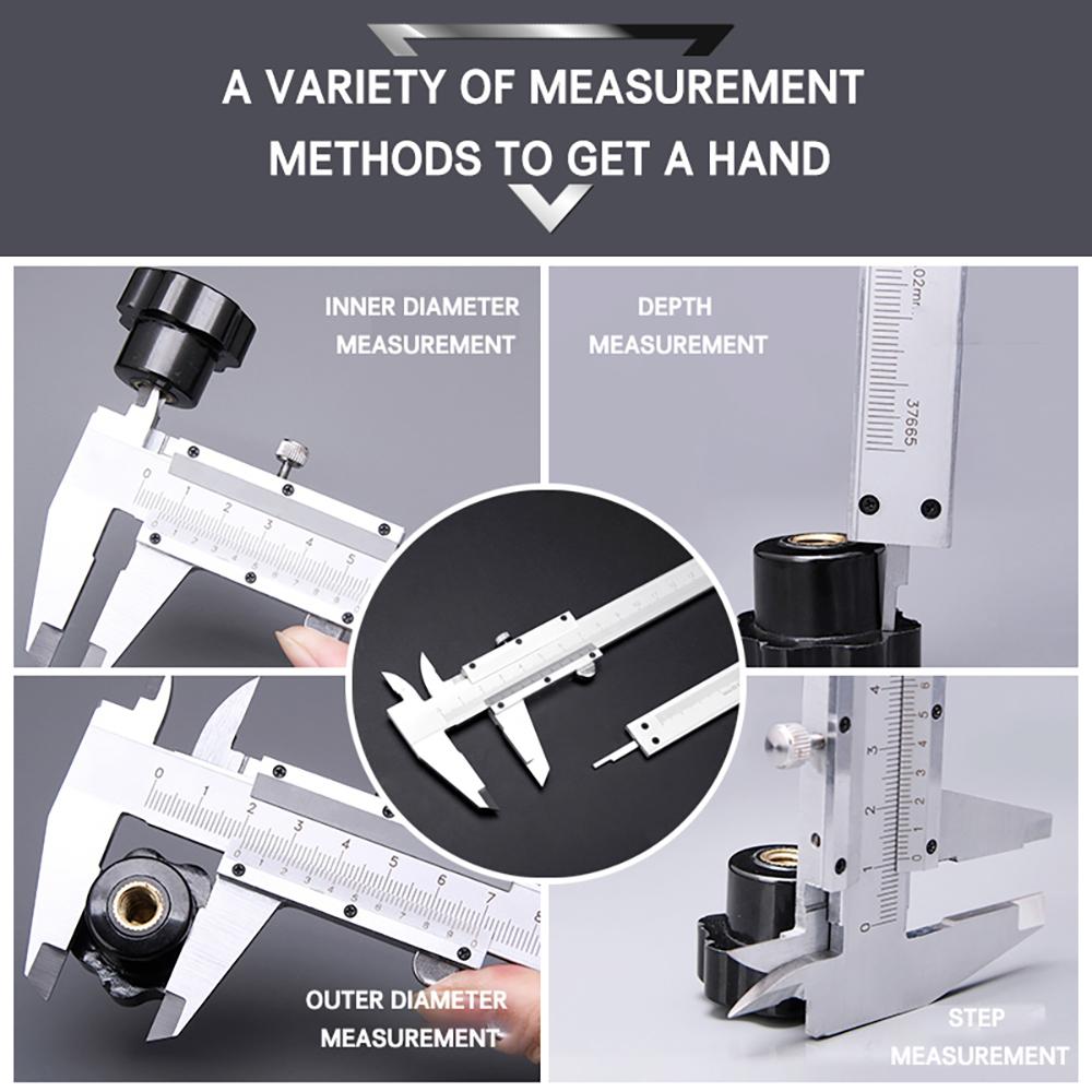 150MM 0-6" Marking Vernier Caliper High Accuracy Micrometer Stainless Steel Gauge Measuring Instrument Tools with Protective Box