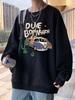 Men's American Trendy Crewneck Pullover Hoodie - Autumn High Street Print, Loose Fit, Lazy Style Long Sleeve Top