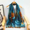 Summer silk scarf women's print lengthened thin shawl with decorative scarf sun protection beach towel Fashion Refined-inspired Casual Scarf