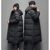Autumn and Winter Men's Long Over The Knee Down Jacket, Thick Cotton Jacket, White Duck Down Down Jacket, Casual Cotton Jacket