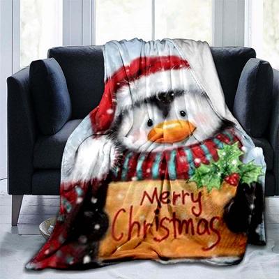 Reindeer Noel Blanket 3D Snowman Blanket Flannel Blanket Sofa Throw Blanket Red Snowflake Christmas Blanket for Bed Sofa Gift
