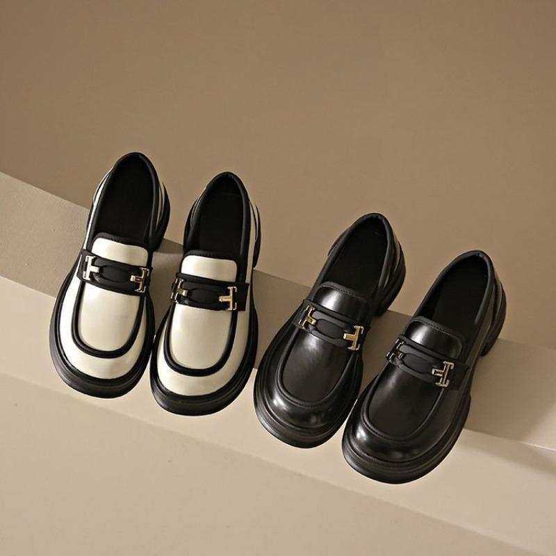 Retro muffin platform small leather shoes women's autumn new single shoes commuting