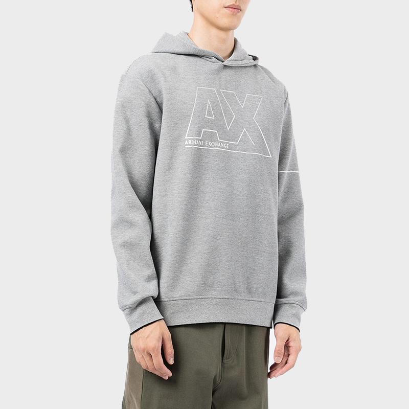 Armani Exchange Letter Logo Hoodie Men hoodies Gray 6KZMFF-ZJ5NZ-3907