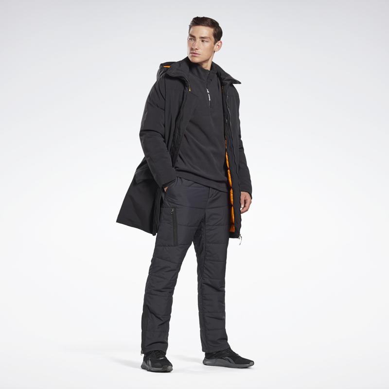 Reebok Running Series Solid Color Mid-Length Lightweight Warm Down Jacket Men Outerwear Black FU1696