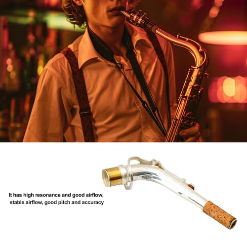 Bstinay Elbow Bend Neck for E-Flat Alto Saxophone, Engraved, Brass, Silver Plated